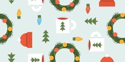 Seamless pattern. Christmas and New Year. Vector illustration.