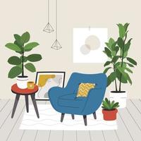 concepto de ilustración de sala de estar acogedora de estilo boho vector