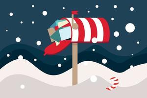 Santa's mailbox, New Year's mail. Christmas mailbox with letters and postcards. New Year's mail. Mailbox in a snowdrift vector