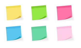 Realistic vector illustration of colorful sticky notes. Suitable for design element of blank sticky notes template. Paper notes with wrinkles vector set.