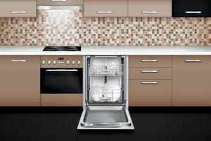 Dishwashing Machine Realistic Interior vector