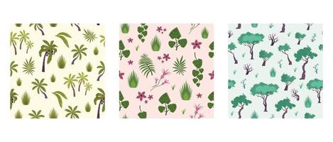 Rainforest Plants Square Patterns vector