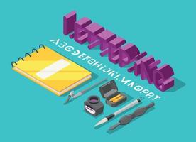 Lettering Instruments Isometric Composition vector