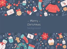 Merry Christmas background with seasonal elements vector