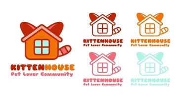 Kitten House Logo Design Template. Suitable to use for pet lover community. vector