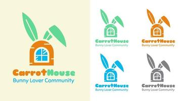 Carrot House Logo Design Template. Suitable to use for rabbit lover community, vegetable and fruits store, nature, farm product, etc. vector