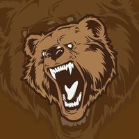 Ilustración de arte del logotipo de la mascota del oso enojado vector