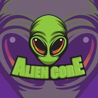 arte de ilustración de mascota verde alienígena vector