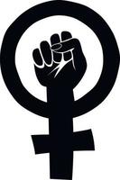 Feminist movement symbol clenched fist raised up vector