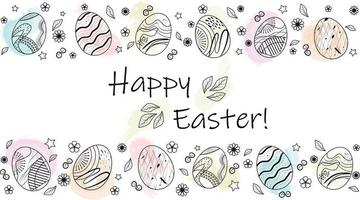 Easter card. watercolor easter eggs. Easter. simple easter eggs. abstract pattern on eggs. black and white drawing vector