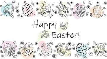 Easter card. watercolor easter eggs. Easter. simple easter eggs. abstract pattern on eggs. black and white drawing vector