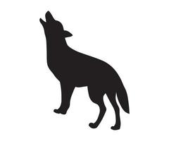 black silhouette of a howling wolf vector
