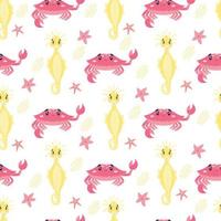 pattern  crab  seahorse vector