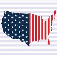 American flag map. Vector illustration