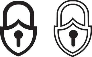 Security shield or virus shield lock line art icon for apps and websites vector