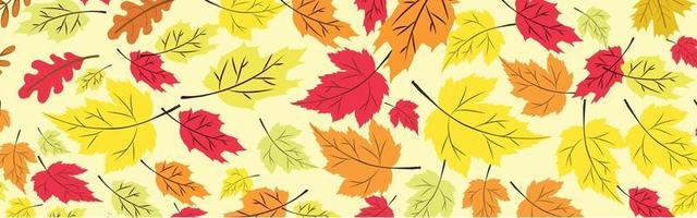 Precioso patrón de hojas de otoño en colores cálidos y claros, repetición perfecta. estilo plano de moda. ideal para fondos, ropa y diseño editorial, tarjetas, papel de regalo, decoración del hogar, etc. vector