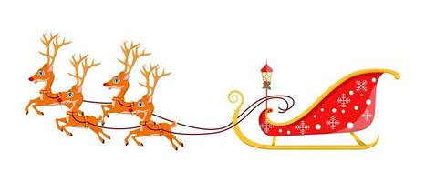 Beautiful Santa Clause empty sleigh running with reindeer on white background vector