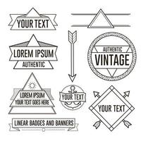 conjunto de insignias, marcos y etiquetas vintage retro hipster lineal vector