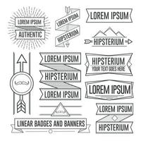 Linear old hipster retro vintage badges frames and labels vector