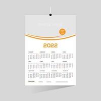 orange colored 12 month 2022 wall calendar vector