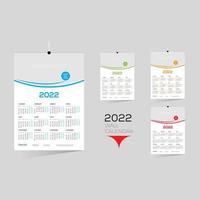 Calendario de pared de 4 colores de 12 meses 2022 vector
