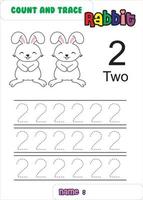 count trace and color rabbit. cute rabbit. vector