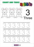 count trace and color rabbit. cute rabbit. vector