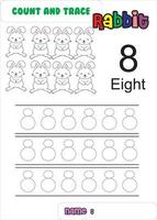 count trace and color rabbit. cute rabbit. vector