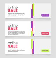 Online sale horizontal web banner design template. Vector flyer with text space. Advertising placard with customized copyspace. Promotional printable poster for advertising. Graphic layout