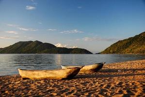 Canoes on Lake Malawi