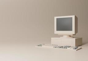 3d render vintage computer mockup with empty space photo