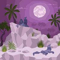 Night Tropical Landscape Composition vector