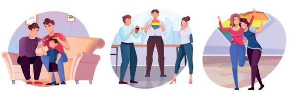 Lgbt Flat Compositions Set vector