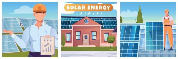 ilustraciones planas de energía solar vector