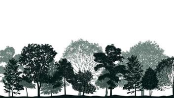 Trees Monochrome Silhouettes Composition vector