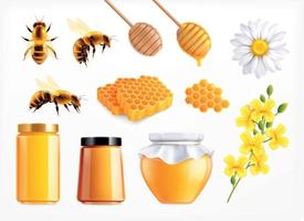Honey Realistic Icon Set vector