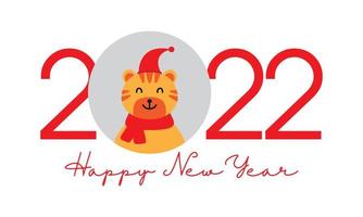 2022 happy new year geometric with cute tiger vector