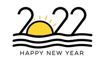 2022 happy new year with holiday sunset vector
