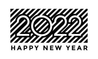 2022 happy new year modern line design vector