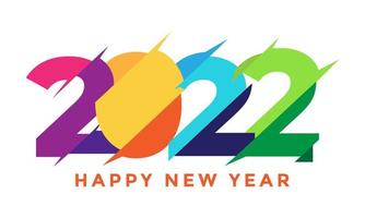 letter 2022 happy new year abstract colorful cut design vector