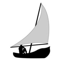 man is sitting in a sailing boat vector