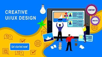 Creative UI UX Design flat cartoon background vector