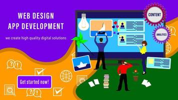 Web Design App Development Background vector