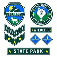 Patch Forest camp wolf set vector