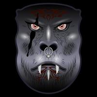 Gorilla head with tattoo isolated vector