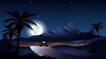 paisaje de la ciudad tropical de la carretera nocturna vector