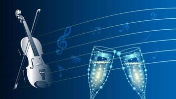 glass of wine and violin background vector