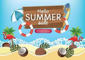 hello summer sale background hot season vector