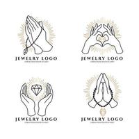 BEAUTIFUL FEMININE HAND LOGO BOHO OCCULT EDITABLE TEMPLATE vector