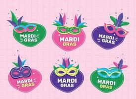 colorida máscara de mardi gras pegatinas vector